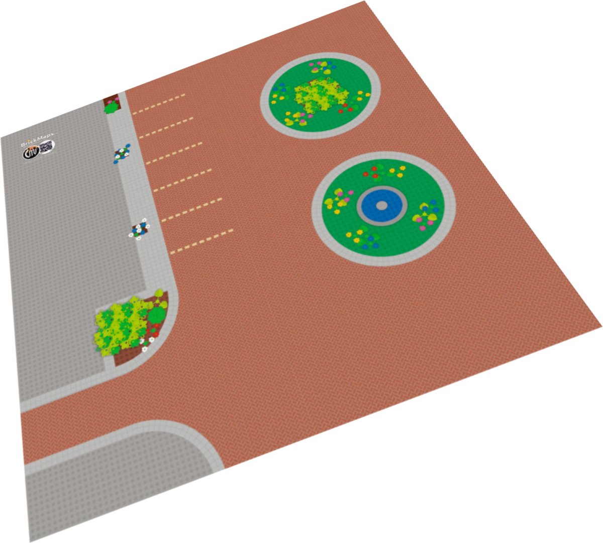 BrickDoos BrickMaps City Town Square - Speelmat voor LEGO - 78x78cm